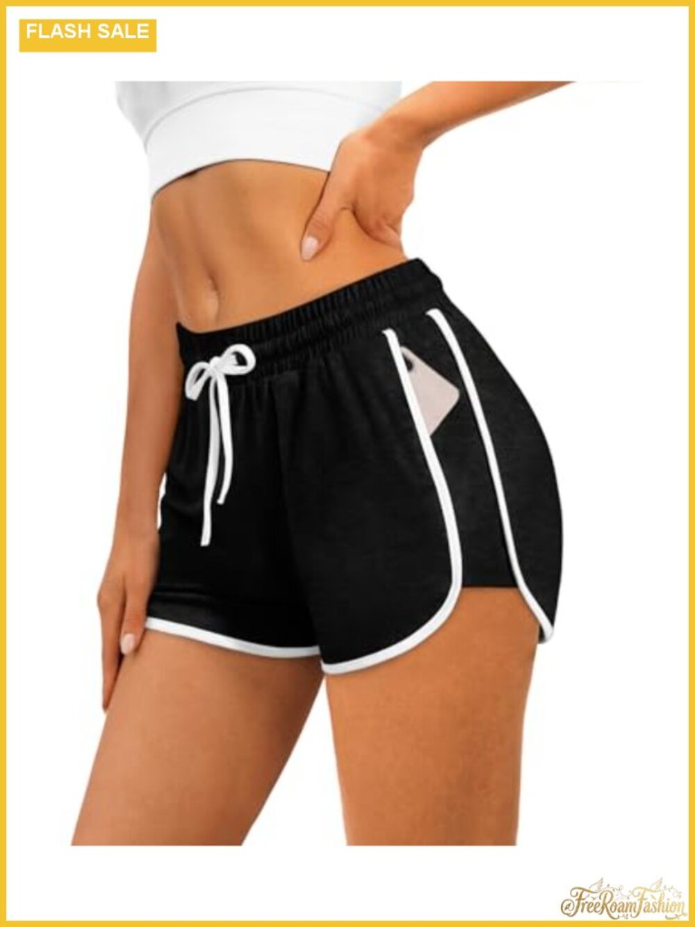 Athletic Color Block Dolphin Hem Running Shorts with Pockets and Drawstring